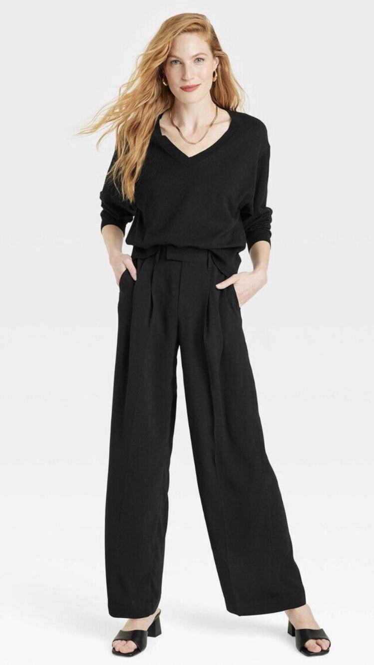 A New Day Black High Rise Wide Leg Pants Size 6